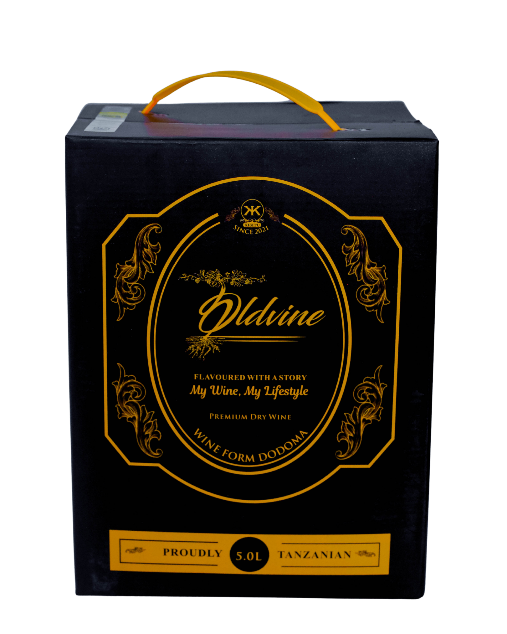 Oldvine premium dry wine carton, isolated without a background