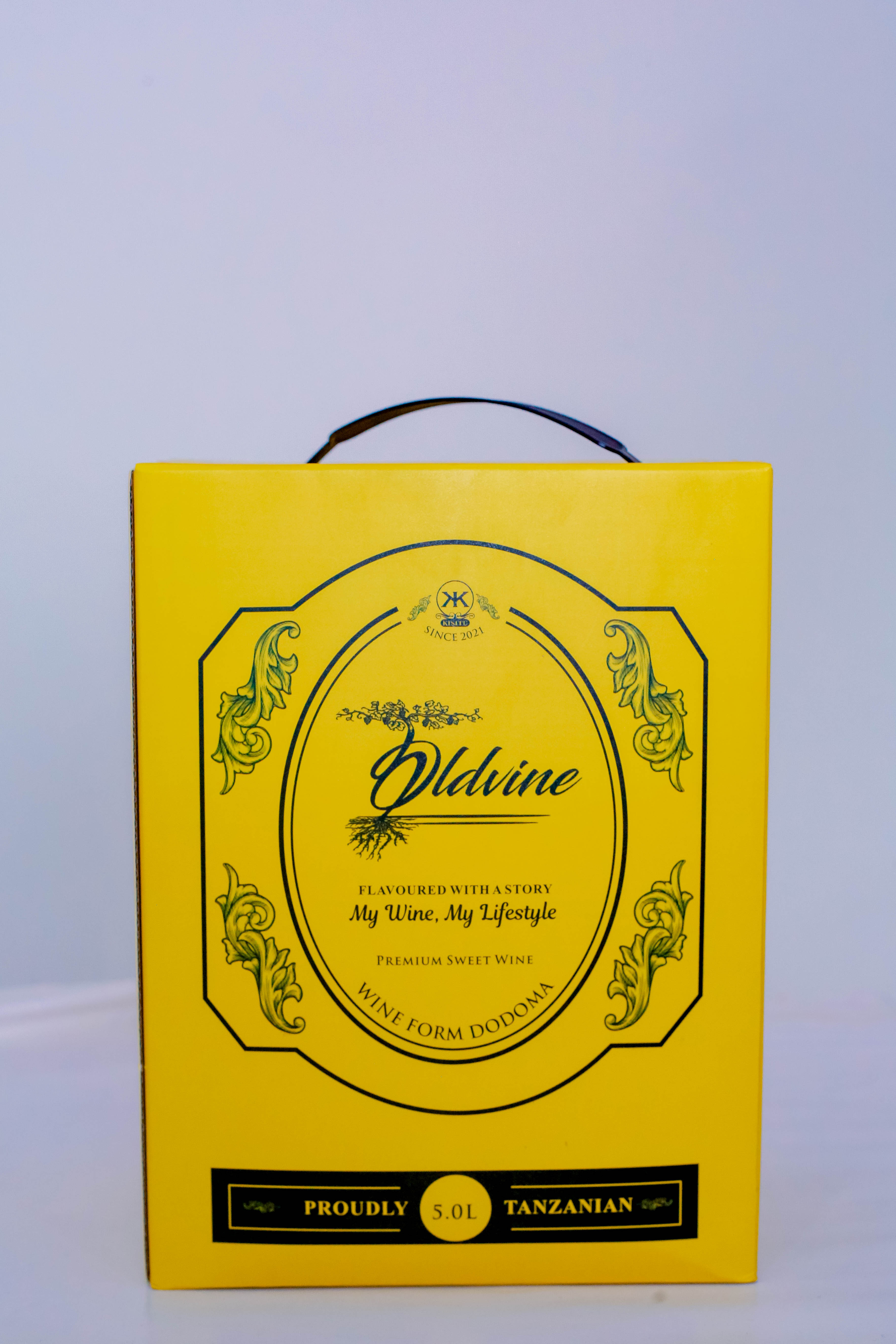 Oldvine Premium Sweet Wine package in yellow and navy